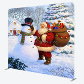 Aperturee - Aperturee Watercolor Snowman Santa Xmas Pillow Case Backdrop